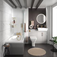 oliver dove grey 1100 fitted furniture small bath suite gold handles