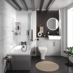 oliver dove grey 1100 fitted furniture small bath suite black handles