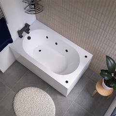 petite straight spa bath with black jets 1200 x 700