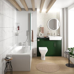 oliver green 1100 fitted furniture small bath suite chrome handles