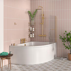 gold curved bath screen