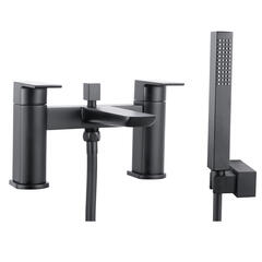 Muro Black Bath Shower Mixer Tap with Handset & Hose