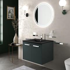 celeste 600 wall green vanity unit black sink