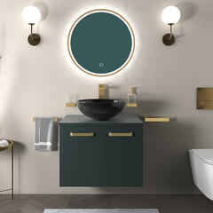 celeste green 600 wall hung countertop black basin unit