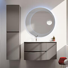 baden haus olimpio 1040mm mole grey vanity unit with mirror and tallboy