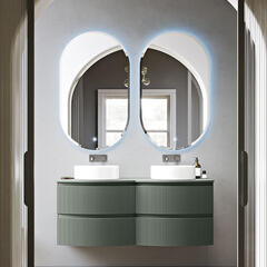 baden haus olimpio 1380mm green fluted vanity unit worktop