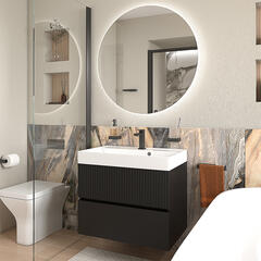 jasmine 700 black wall vanity unit and white sink