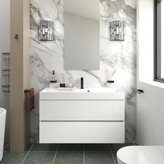 jasmine 1000 white wall vanity unit with white basin