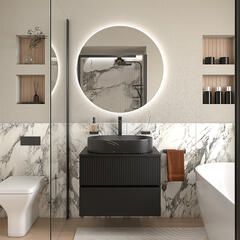 jasmine black wall vanity unit and black sink