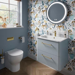 britton camberwell 600mm blue wall hung vanity unit