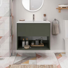 britton hackney 700mm wall hung green vanity unit