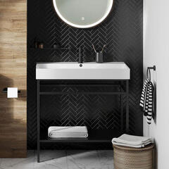 britton shoreditch 850mm washbasin with black frame