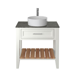 heritage broughton 800mm chantilly washstand vanity unit with round basin and choice of white or black worktop