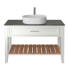 heritage broughton 1200mm chantilly single washstand vanity unit with round basin and choice of white or black worktop