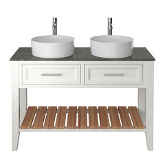 heritage broughton 1200mm chantilly double washstand vanity unit with round basin and choice of white or black worktop