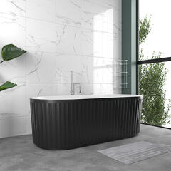 jasmine 1700 fluted black double ended bath