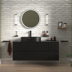 jasmine 1300 fluted black wall vanity with black sink 1 side unit