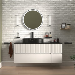 jasmine 1300 fluted white wall vanity with black basin 1 side unit