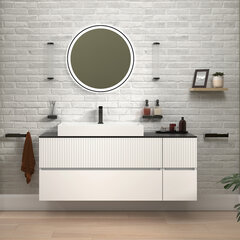 jasmine 1300 fluted white wall vanity with white sink 1 side unit