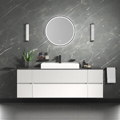 jasmine 1600 fluted white wall vanity with white sink two side units