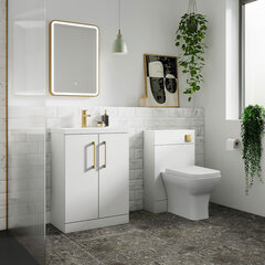 nuie arno gloss white 500 floorstanding 2-door vanity unit & basin
