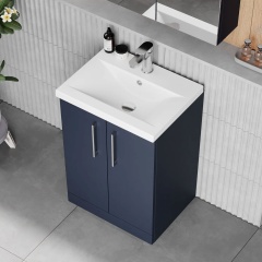 nuie arno indigo blue 600 floor vanity unit with doors