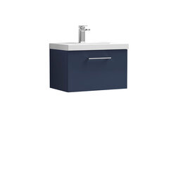 nuie arno indigo blue 600 wall hung 1-drawer vanity unit & basin