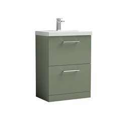 nuie arno green 600 floorstanding 2-drawer vanity unit & basin
