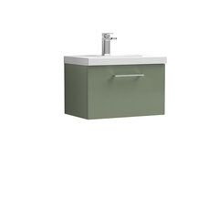 nuie arno green 600 wall hung 1-drawer vanity unit & basin