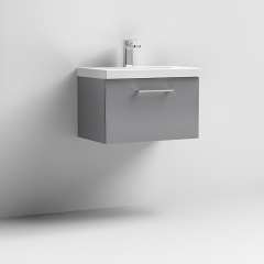 nuie arno grey 600 wall drawer vanity unit with basin