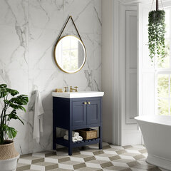 hudson reed bexley 600mm blue floorstanding vanity unit with classic basin (2-door & 3th)