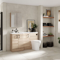 hudson reed fusion 1500mm bleached oak combination vanity | left hand