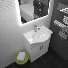 Ecco 550 Vanity Unit With Basin (White) curved Unique Design and Stylish Bathroom Accessory