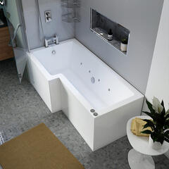 L Shaped Whirlpool Shower Bath (left Handed)