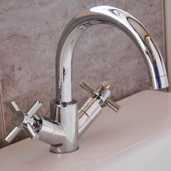 Pabla Swan Neck Basin Twin Mixer Tap [cr009]