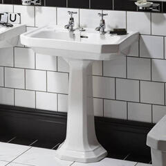 Granley Deco White Basin Standard 2TH And Pedestal
