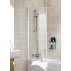 Bath Screen White Framed Single Square