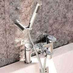 sheek Modern CHROME standard bath mixer tap with shower lever Handle