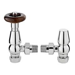 Chrome Chelsea Angled Traditional Bathroom Thermostatic Radiator Valves & Lock Shield