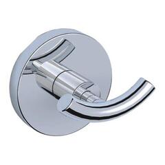 Continental Double Robe Hook Round Shape Chrome Finish Wall Mounted for Contemporary Bathroom