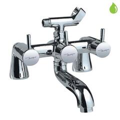 Florentine Triple Handle Chrome Bathroom & Shower Mixer with Telephone Shower Crutch, Deck Mounted, LP 0.3
