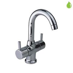 Florentine Mono Block Chrome Stylish Basin Mixer without Pop Up Waste, with 375mm Long Braided Hoses, LP 0.3