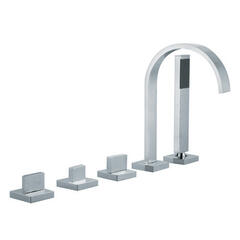 CHROME contemporary Modern 5 Hole Shower Mixer Taps