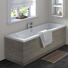 Grey Avola Straight Bath Side Panel & Plinth 1700