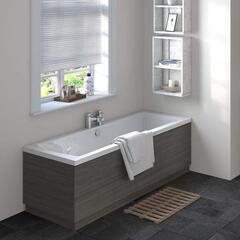 Hacienda Black Straight Bath End Panel & Plinth 750