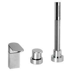 CHROME Designer Modern 4 Hole Shower Mixer Taps