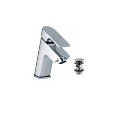 Lyric Single Lever Basin Mixer with 375mm Long Braided Hoses and Click Clack Basin Waste, Slotted, HP 1.0