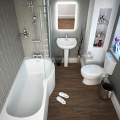 P Shape Bath Suite with shower valve and taps Shower Bath Suite Contemporary