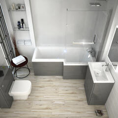 Patello Grey Shower Bath Suite Shower Bathroom Modern Stylish