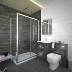 Patello Grey Sliding Door Shower suite Modern Bathroom